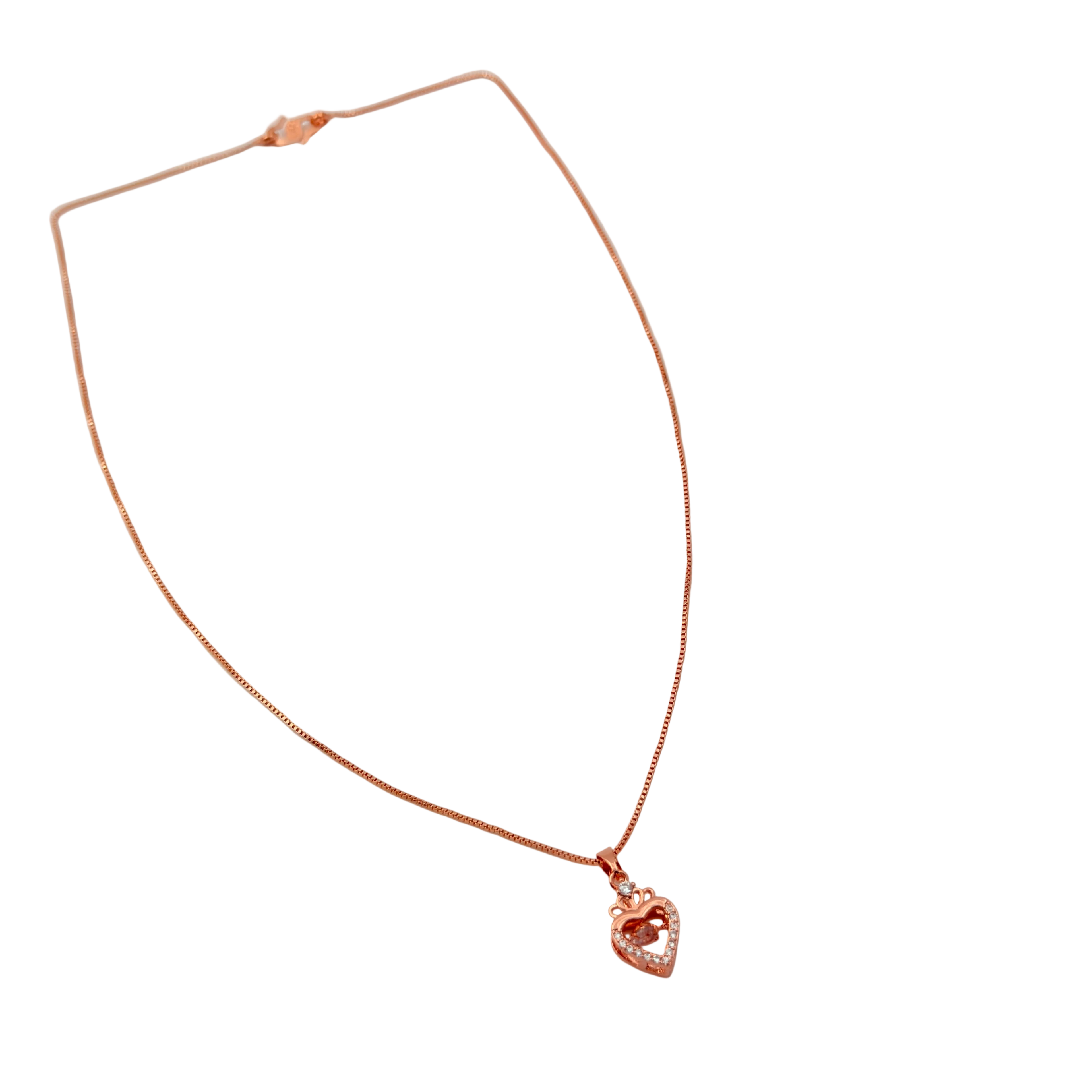 Rose Gold Crystal Heart Pendant Necklace