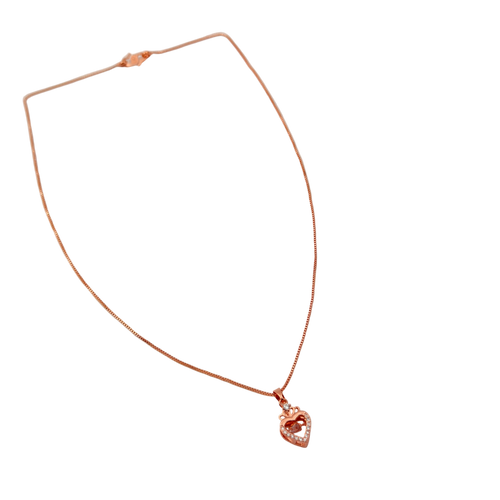 Rose Gold Crystal Heart Pendant Necklace