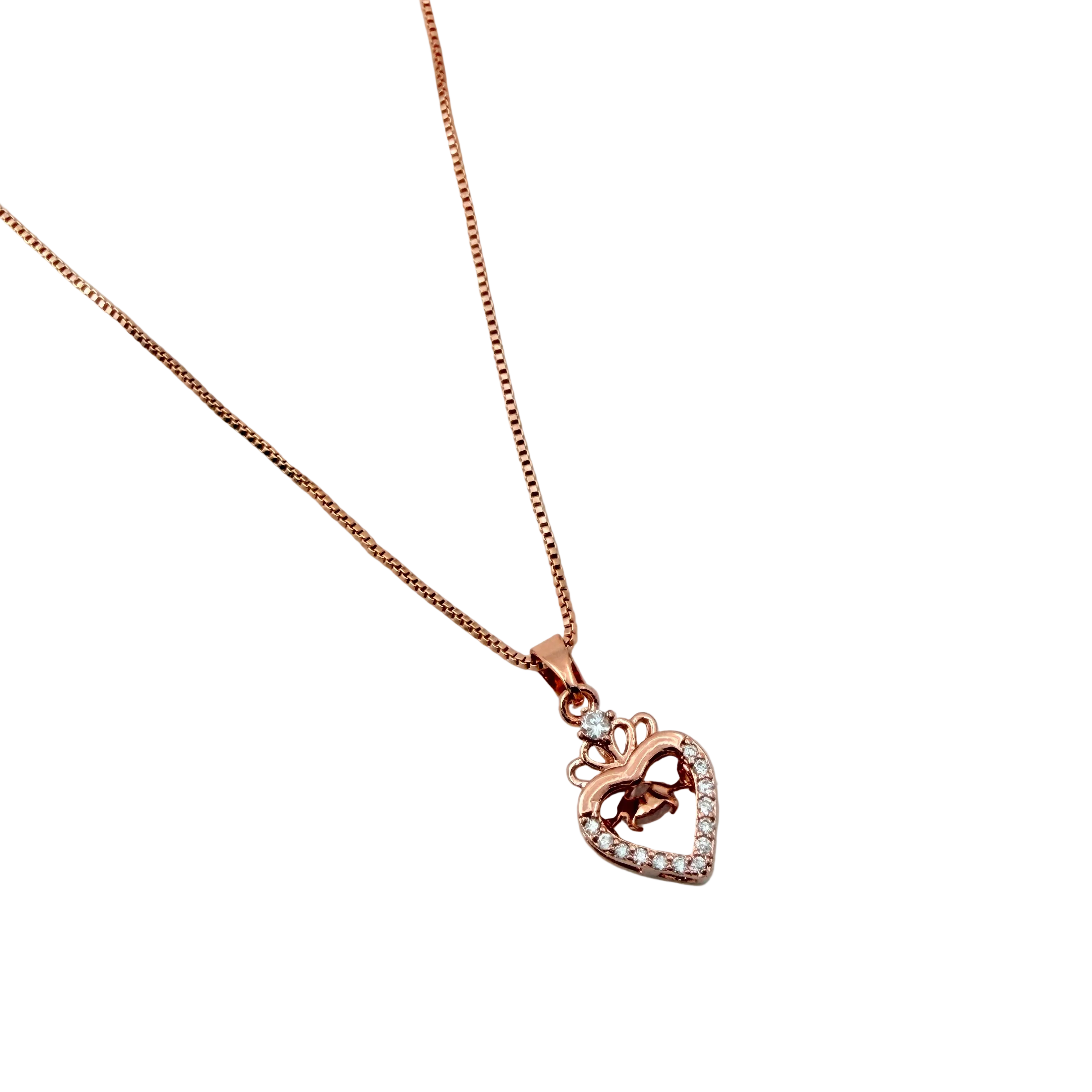 Rose Gold Crystal Heart Pendant Necklace