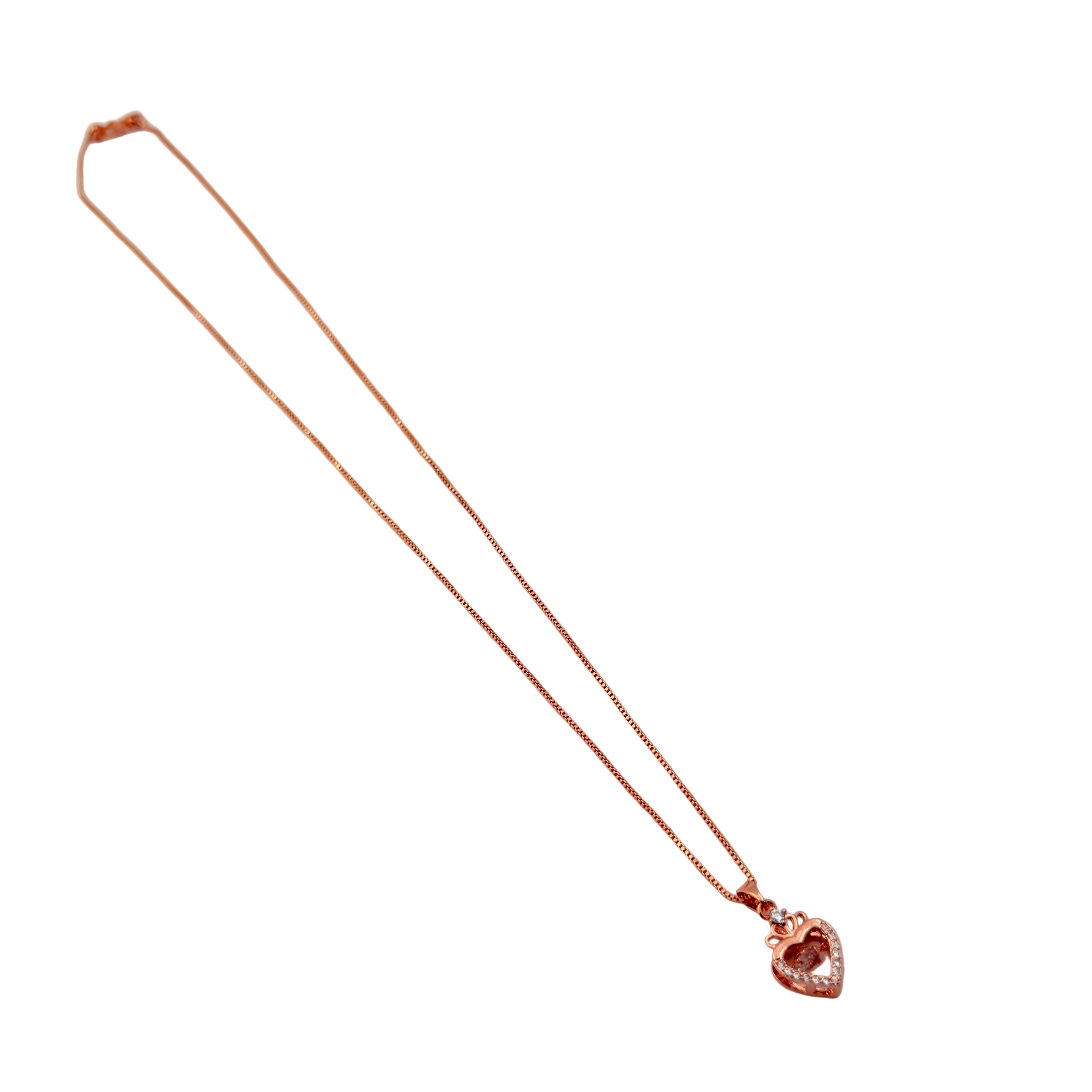 Rose Gold Crystal Heart Pendant Necklace
