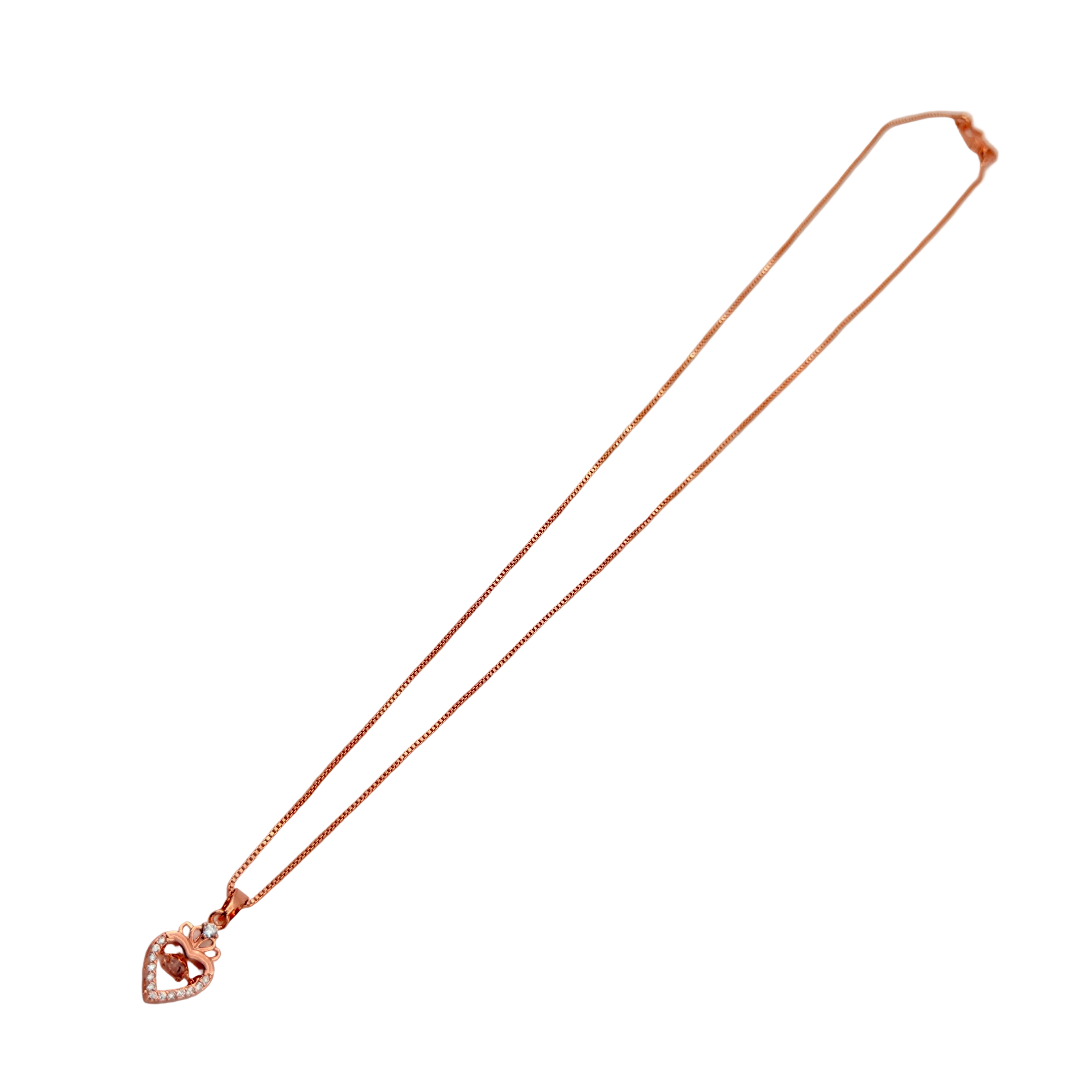Rose Gold Crystal Heart Pendant Necklace
