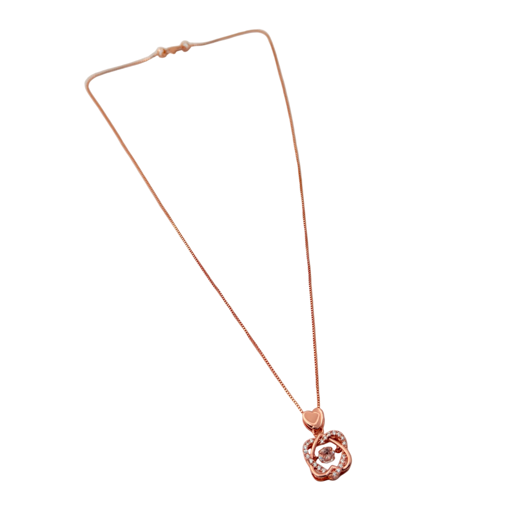 Rose Gold Floral Crystal Pendant Necklace