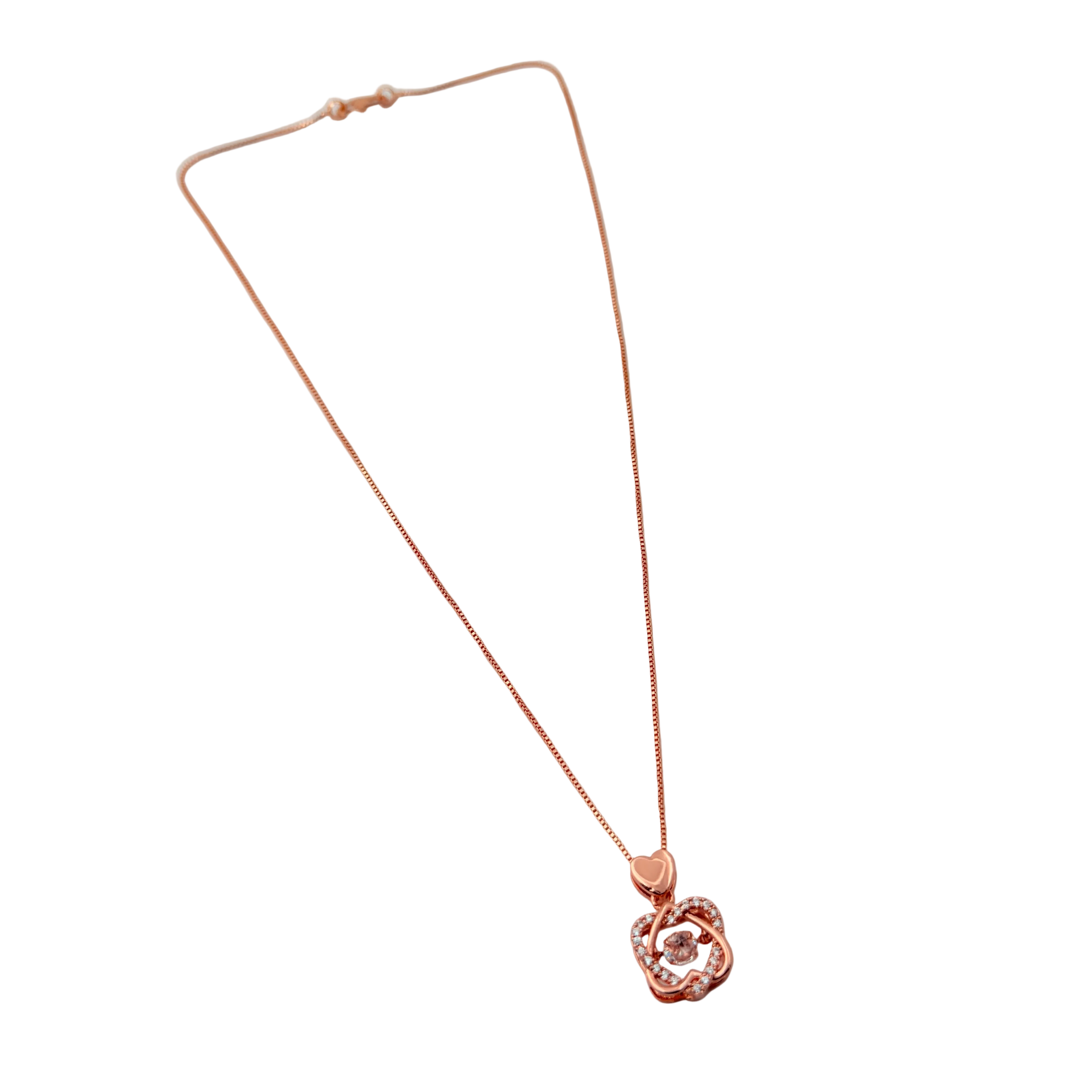 Rose Gold Floral Crystal Pendant Necklace