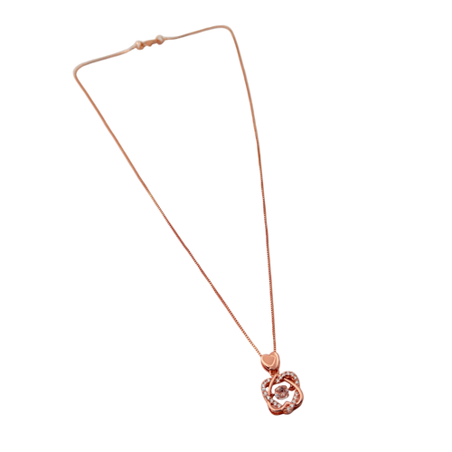 Rose Gold Floral Crystal Pendant Necklace