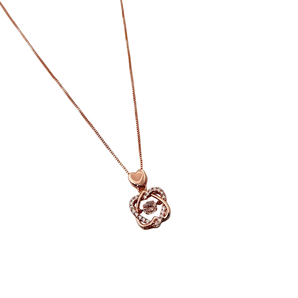 Rose Gold Floral Crystal Pendant Necklace