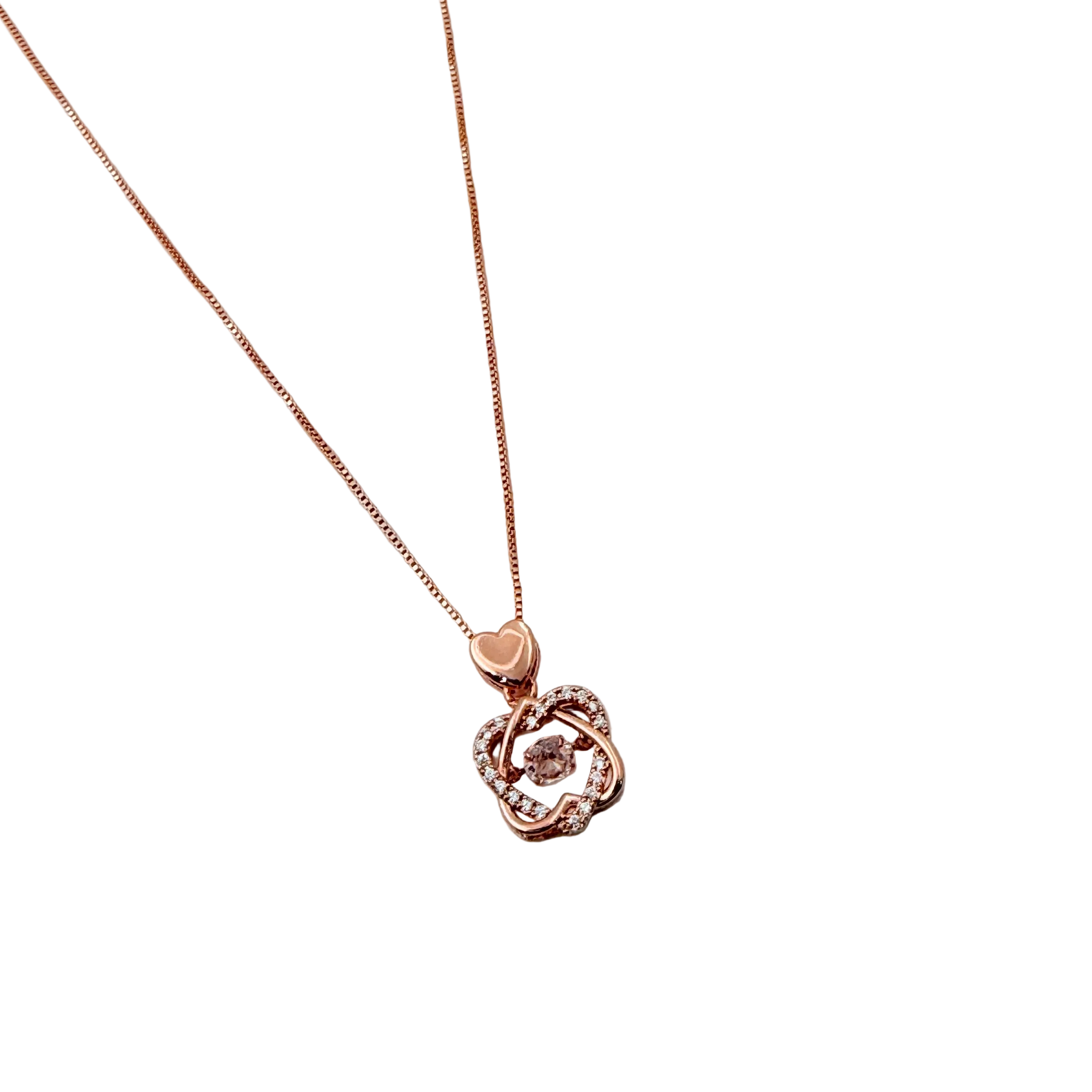 Rose Gold Floral Crystal Pendant Necklace