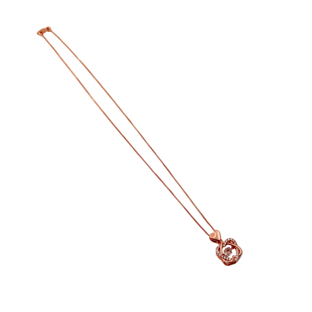 Rose Gold Floral Crystal Pendant Necklace