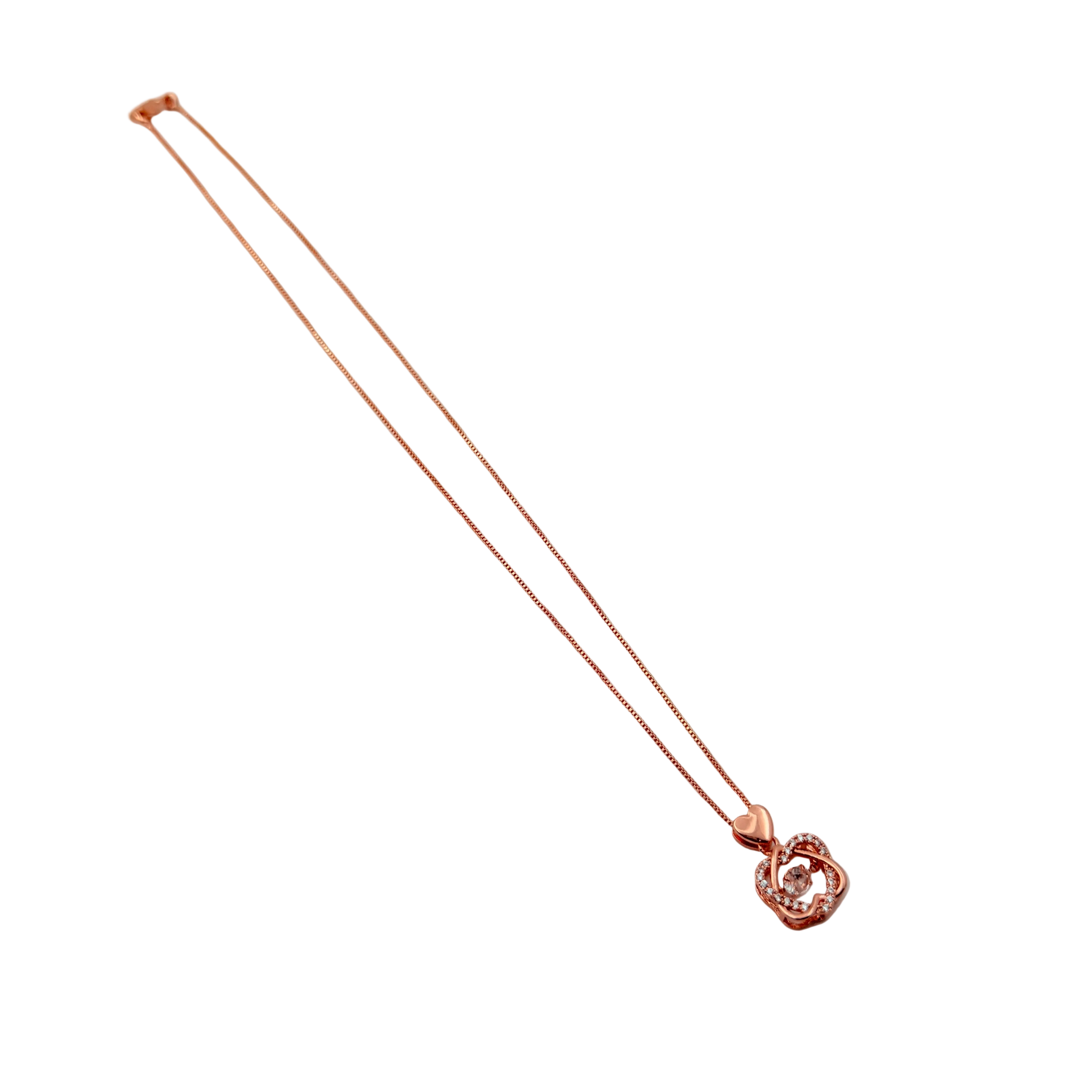 Rose Gold Floral Crystal Pendant Necklace