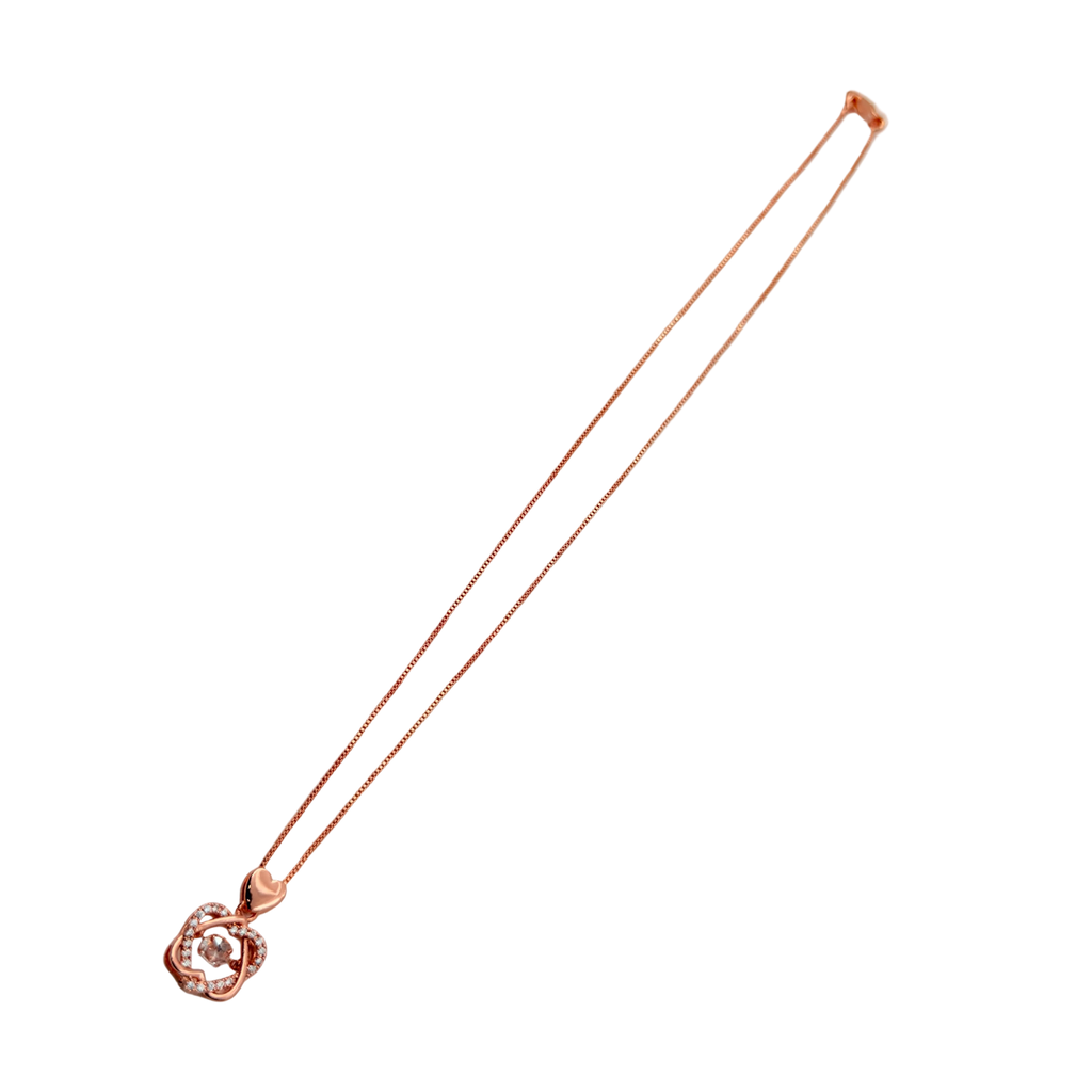 Rose Gold Floral Crystal Pendant Necklace