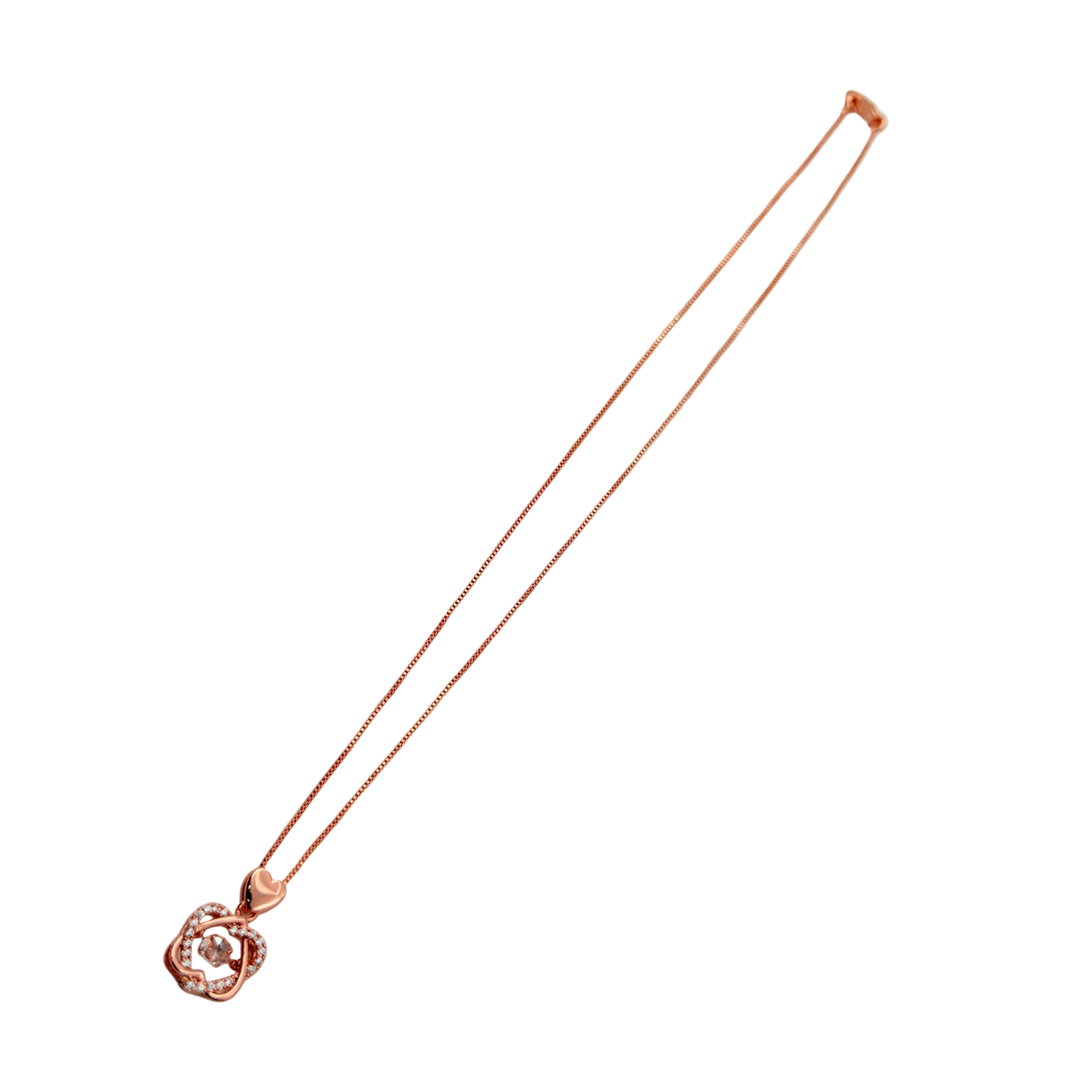 Rose Gold Floral Crystal Pendant Necklace