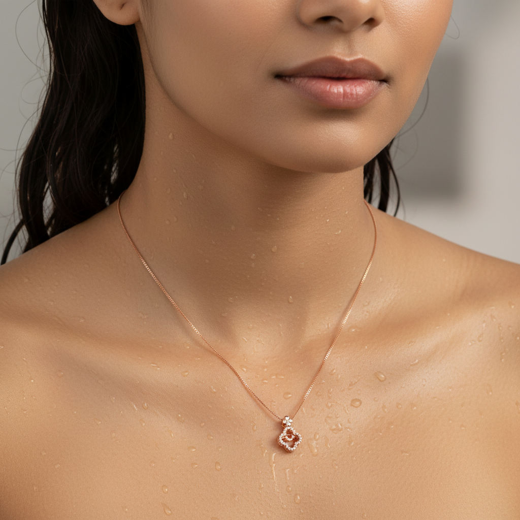 Rose Gold Clover Crystal Pendant Necklace