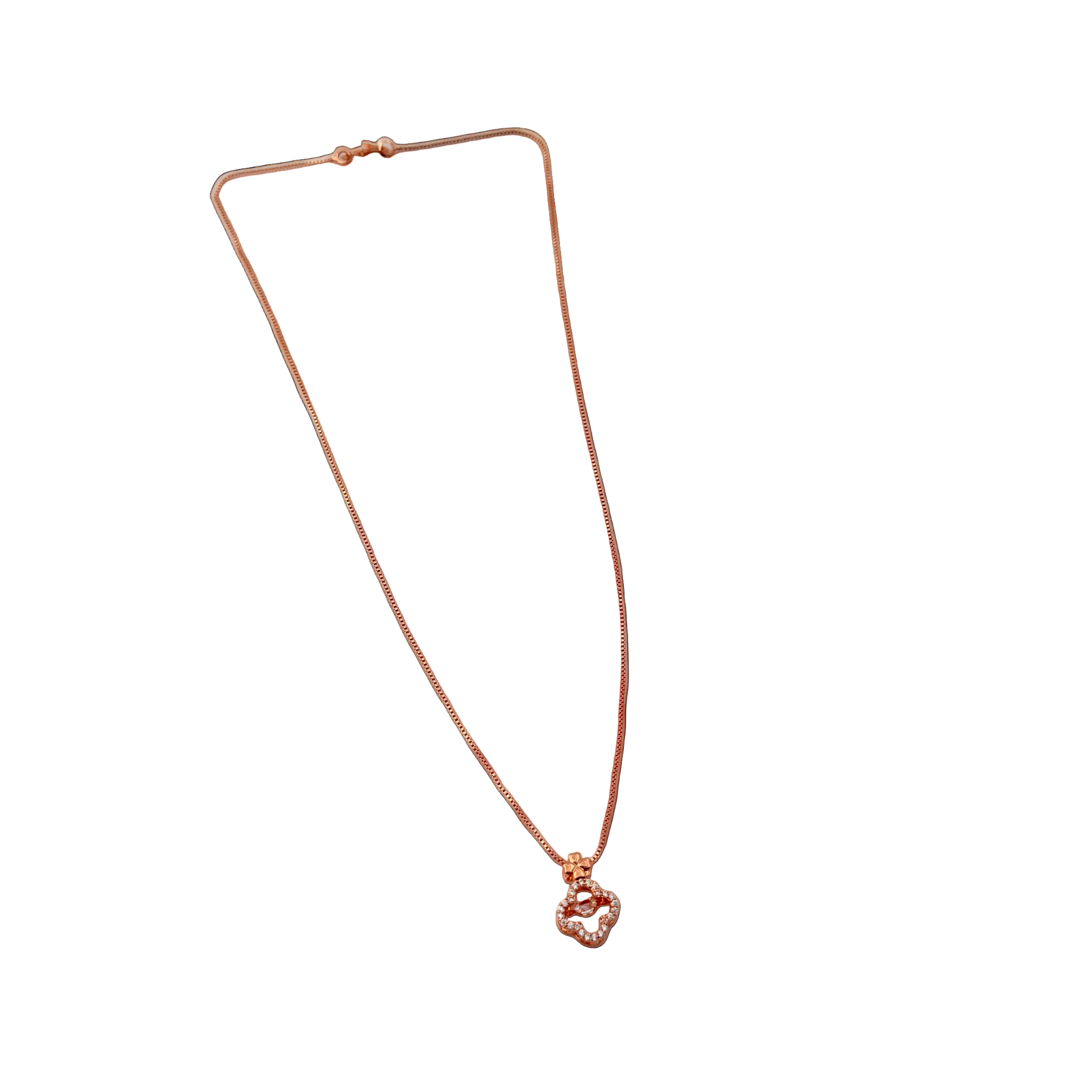 Rose Gold Clover Crystal Pendant Necklace