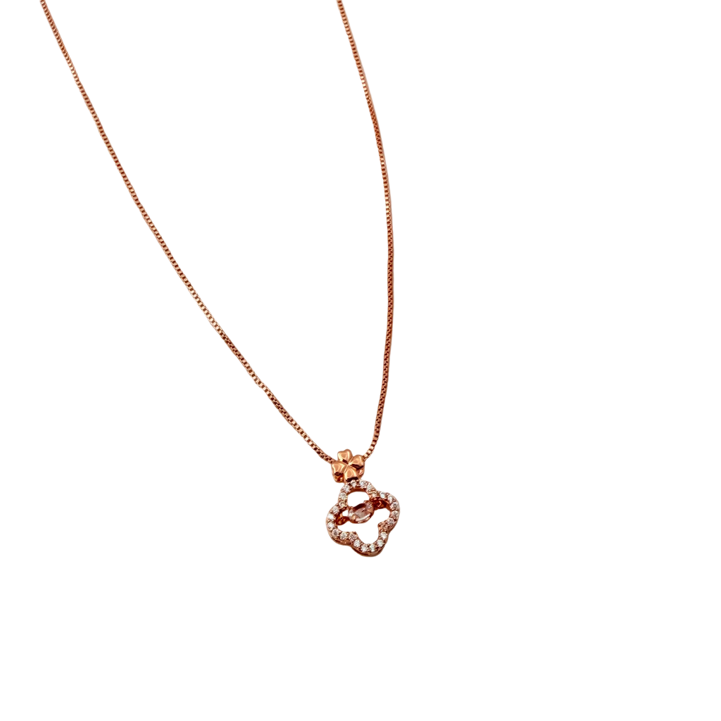 Rose Gold Clover Crystal Pendant Necklace