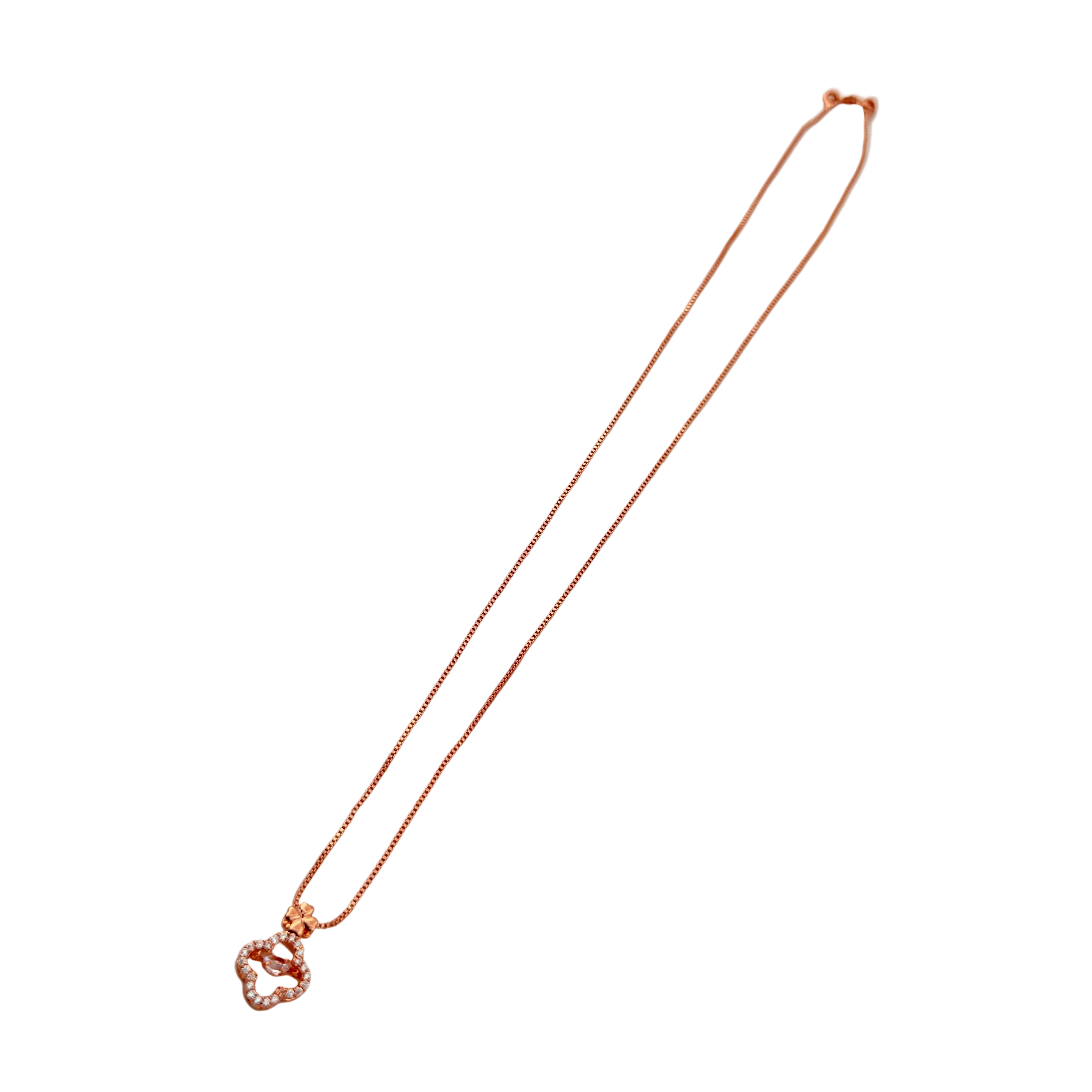 Rose Gold Clover Crystal Pendant Necklace