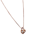 Rose Gold Heart Lock Crystal Pendant Necklace