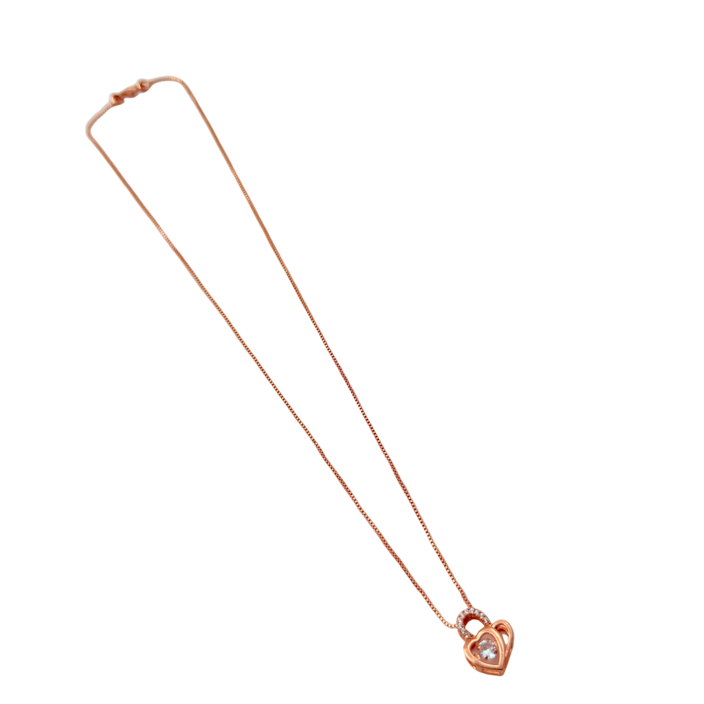 Rose Gold Heart Lock Crystal Pendant Necklace