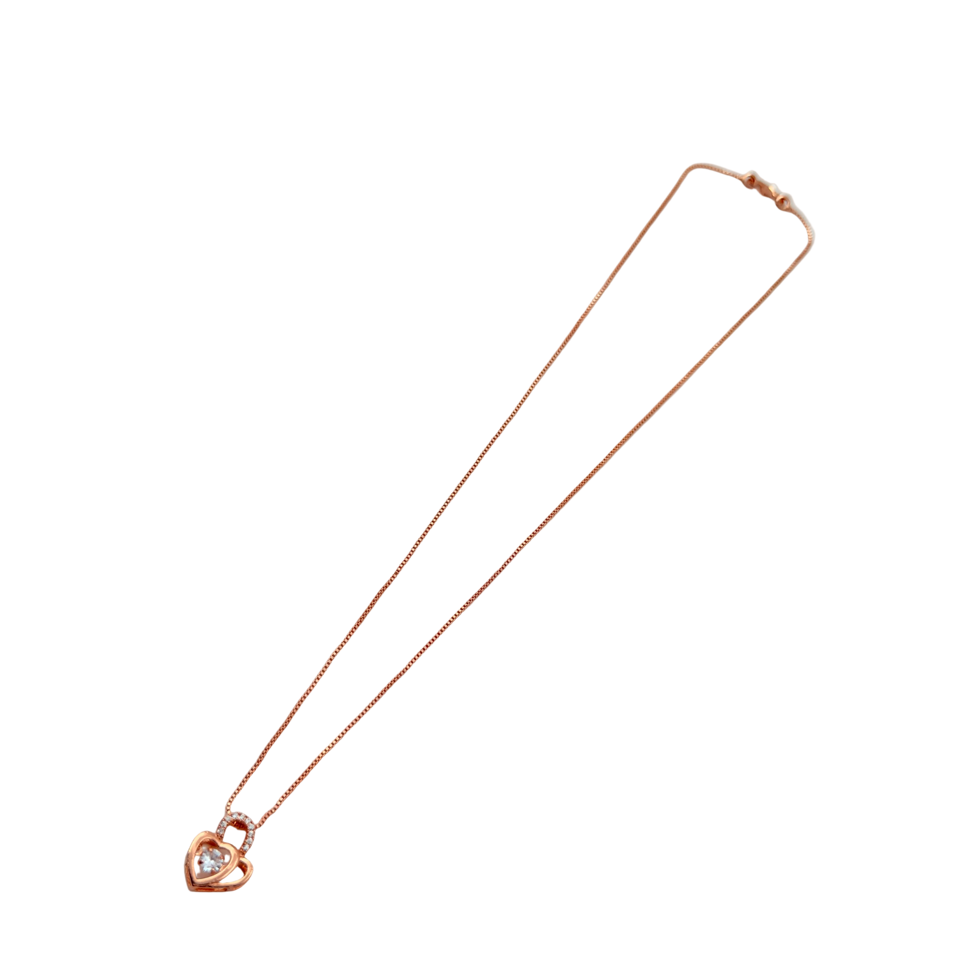 Rose Gold Heart Lock Crystal Pendant Necklace
