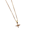 Gold Floral Crystal Pendant Necklace