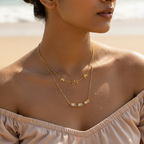 Gold Layered Butterfly Crystal Necklace