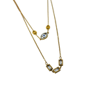 Gold Evil Eye Layered Crystal Necklace