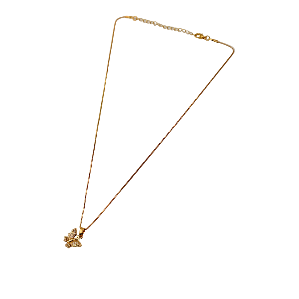 Gold Crystal Dragonfly Necklace