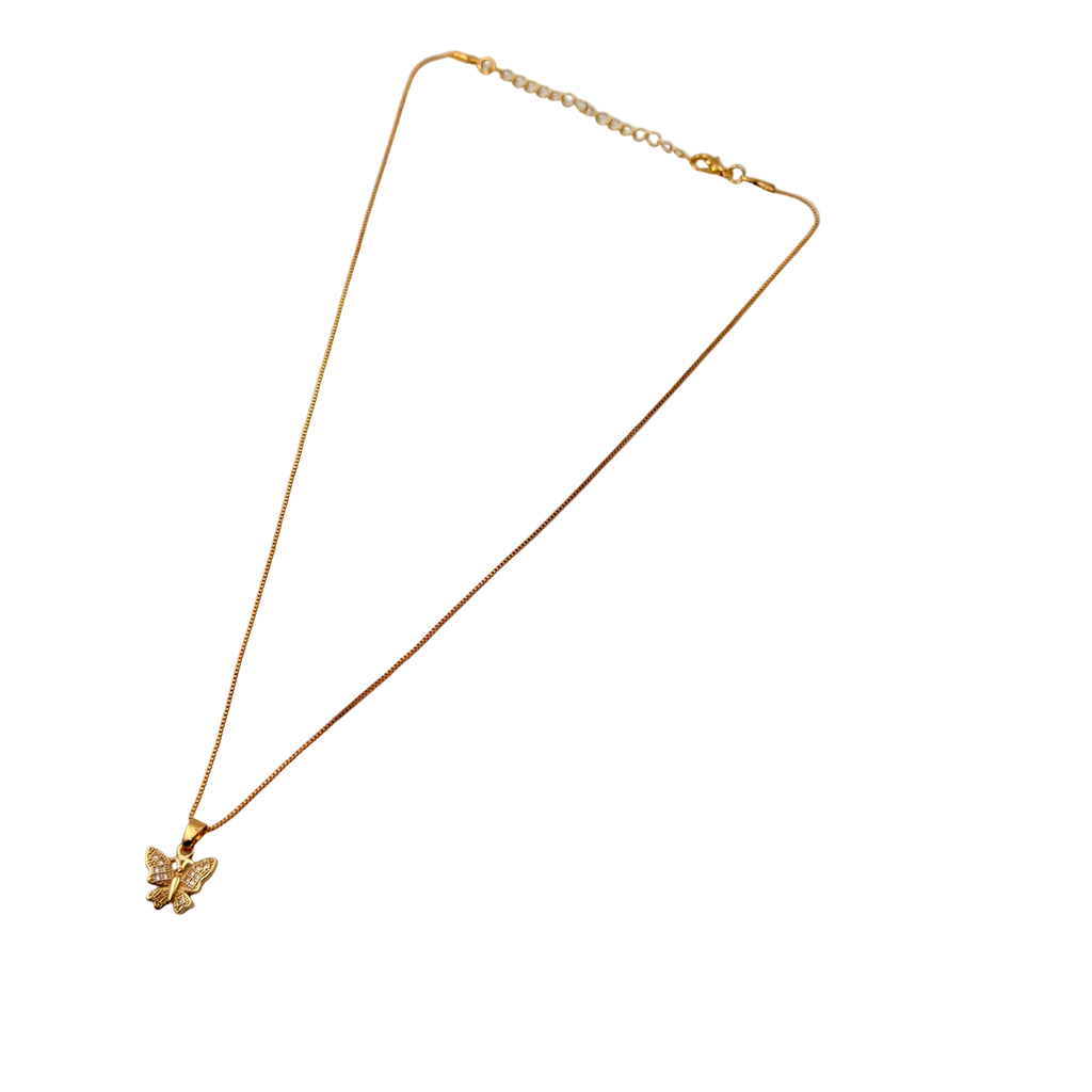 Gold Crystal Dragonfly Necklace