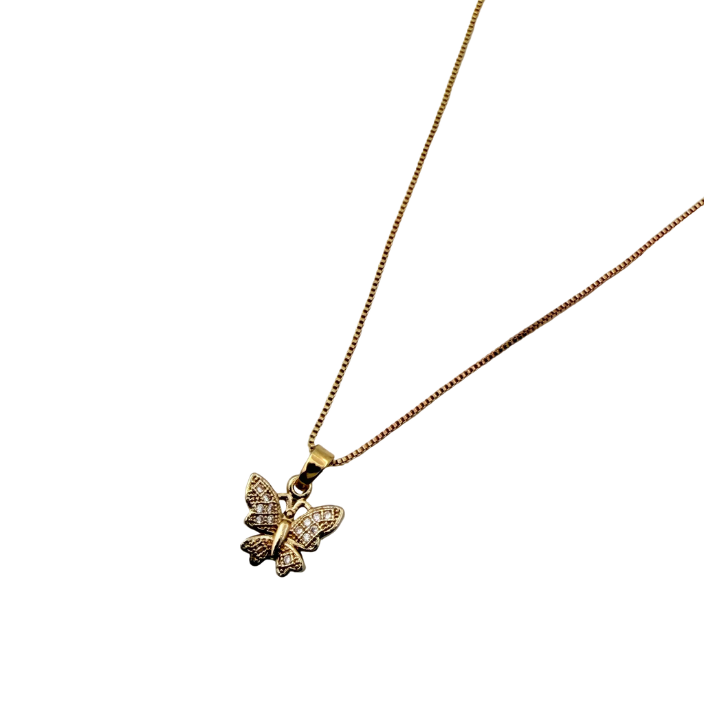 Gold Crystal Dragonfly Necklace