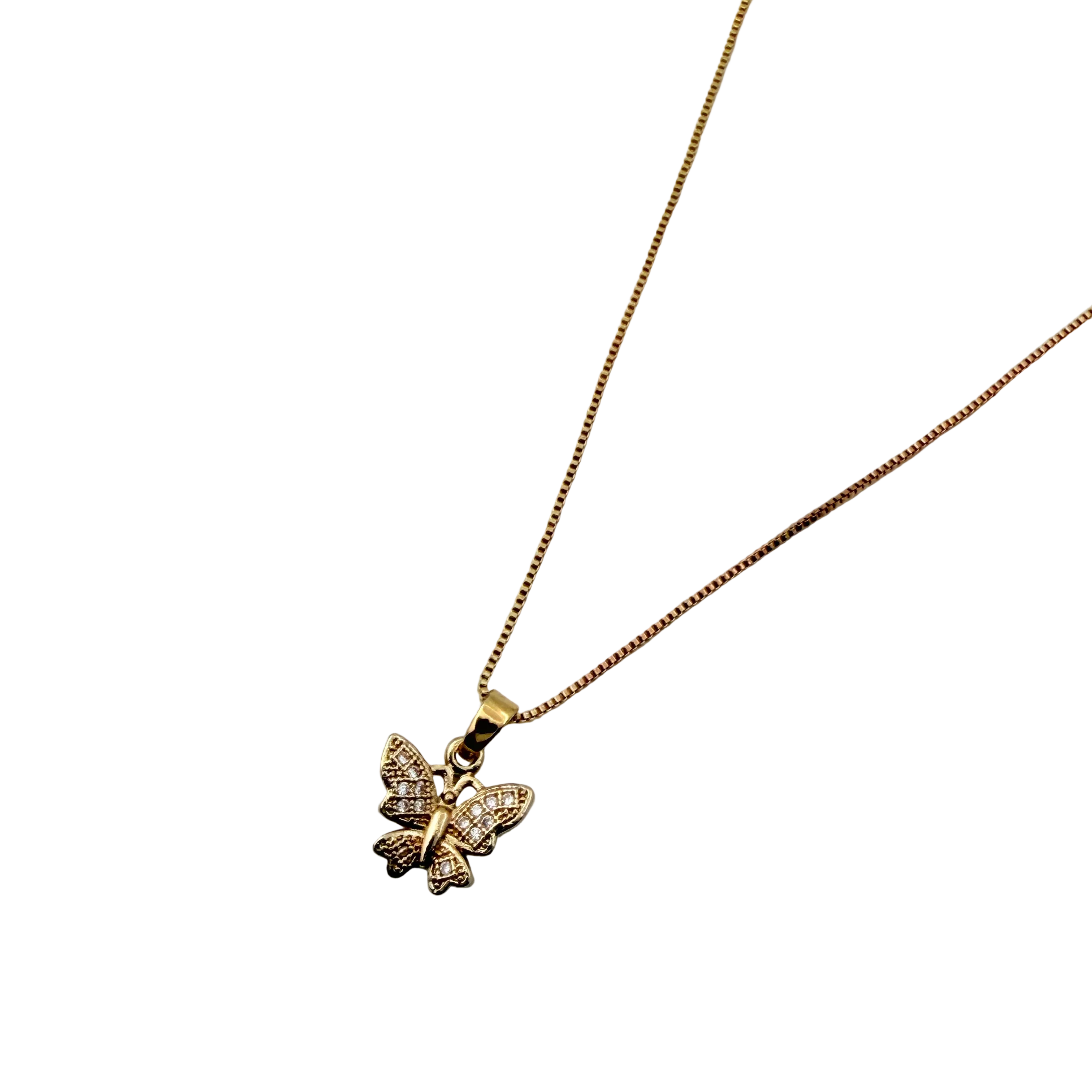 Gold Crystal Dragonfly Necklace