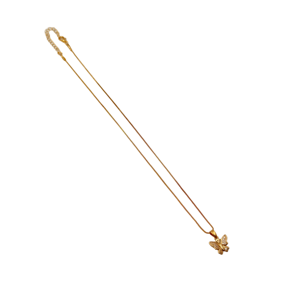 Gold Crystal Dragonfly Necklace