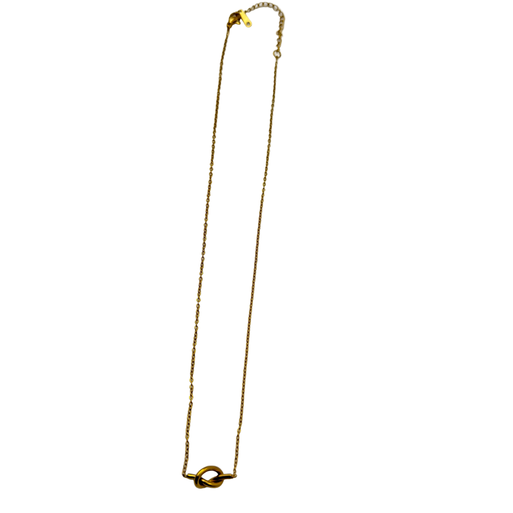 Minimal Gold Knot Necklace