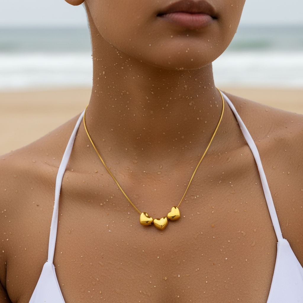 Triple Heart Gold Necklace