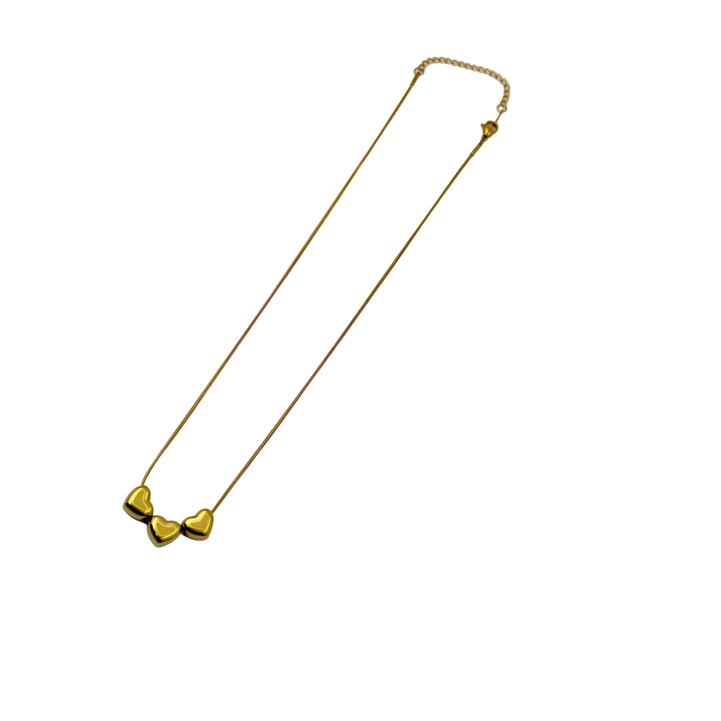 Triple Heart Gold Necklace