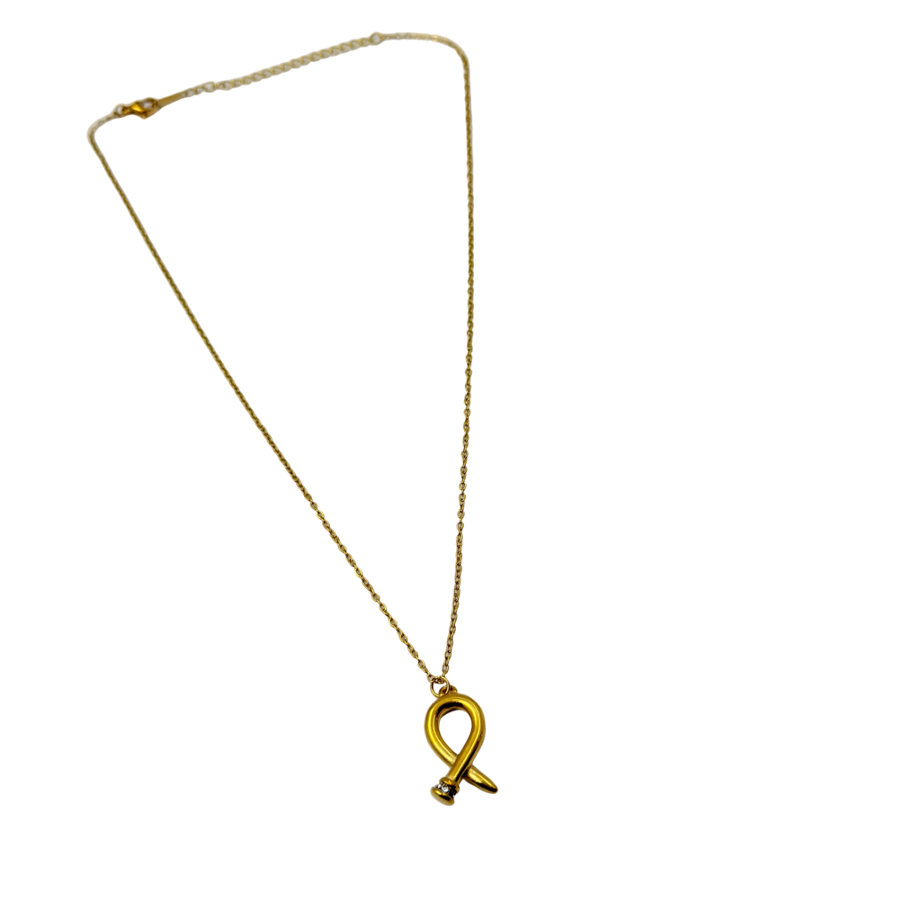 Minimal Gold Ribbon Loop Necklace