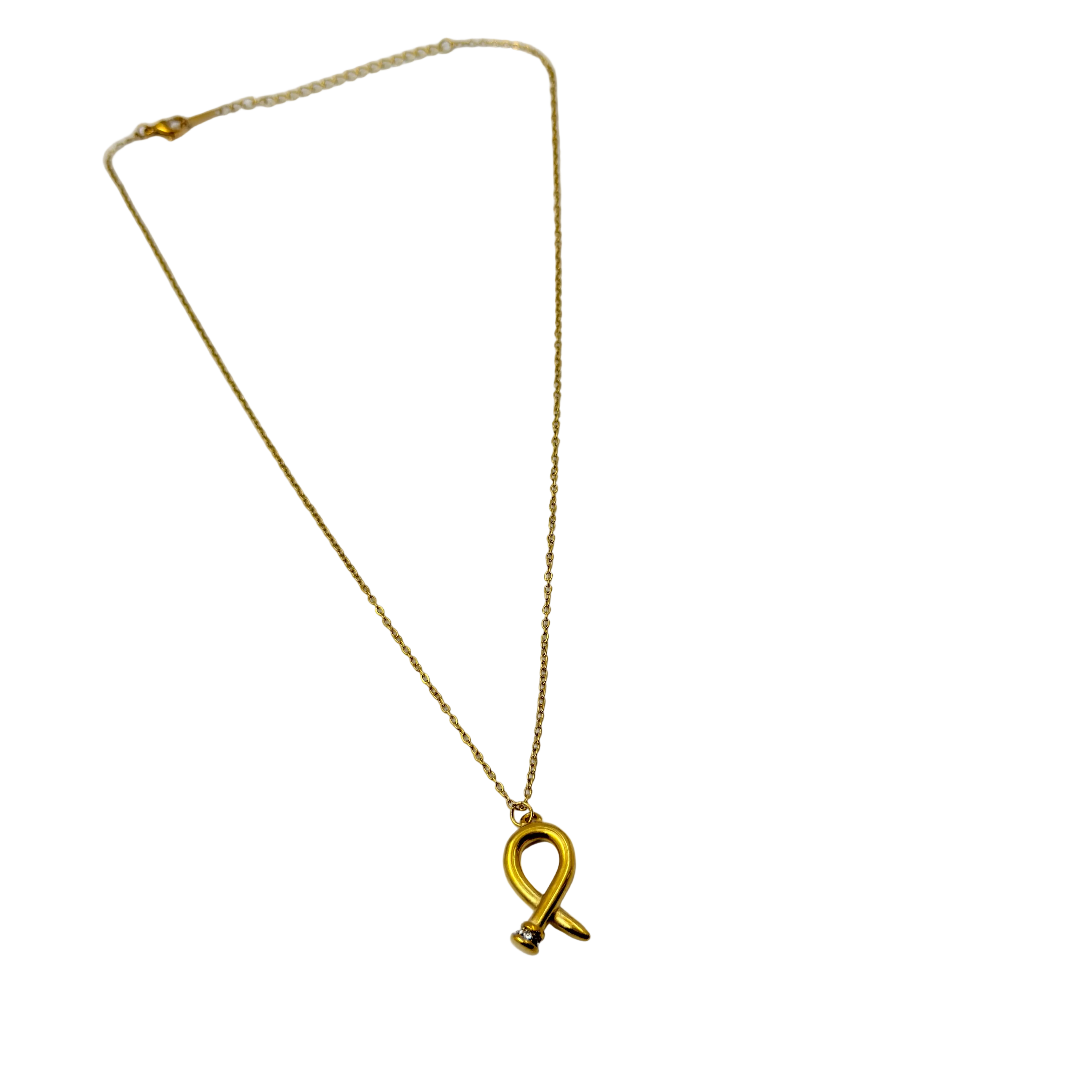 Minimal Gold Ribbon Loop Necklace
