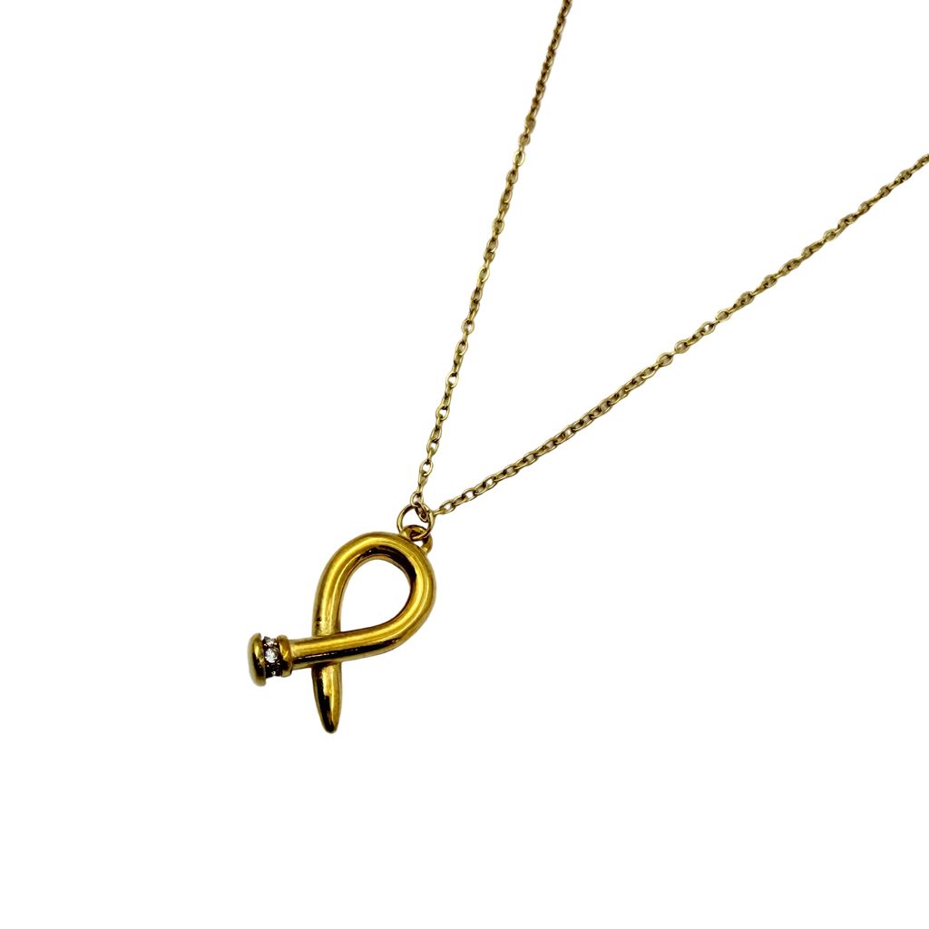 Minimal Gold Ribbon Loop Necklace