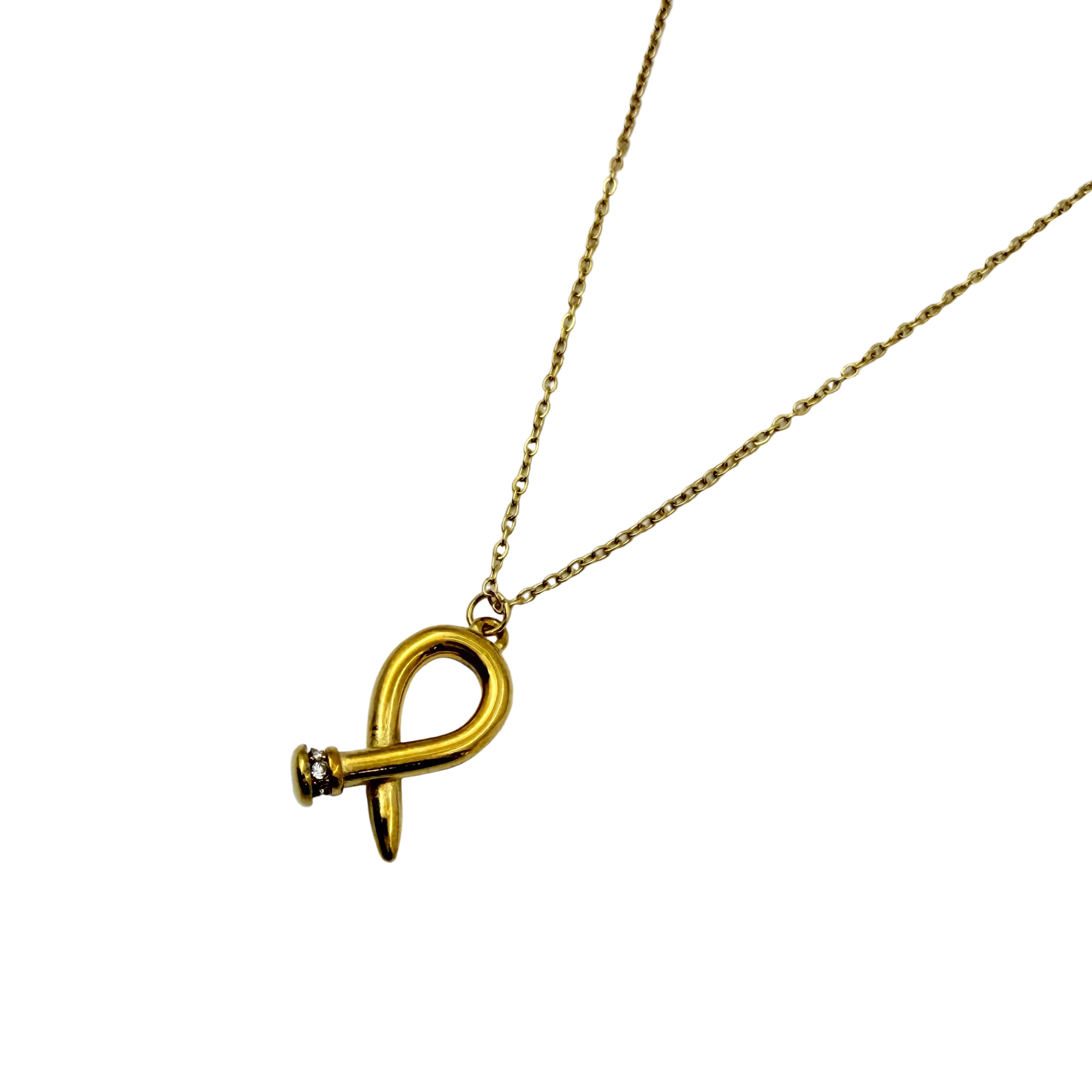 Minimal Gold Ribbon Loop Necklace