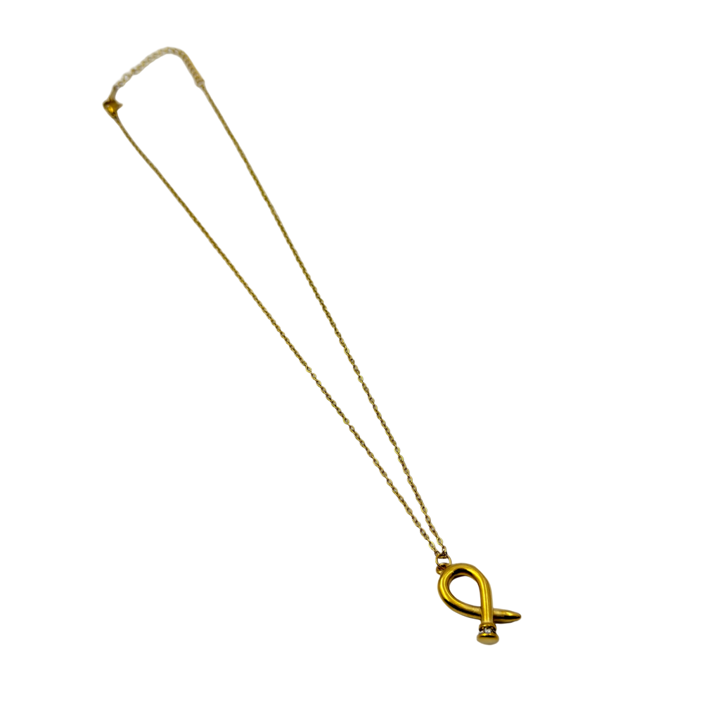 Minimal Gold Ribbon Loop Necklace
