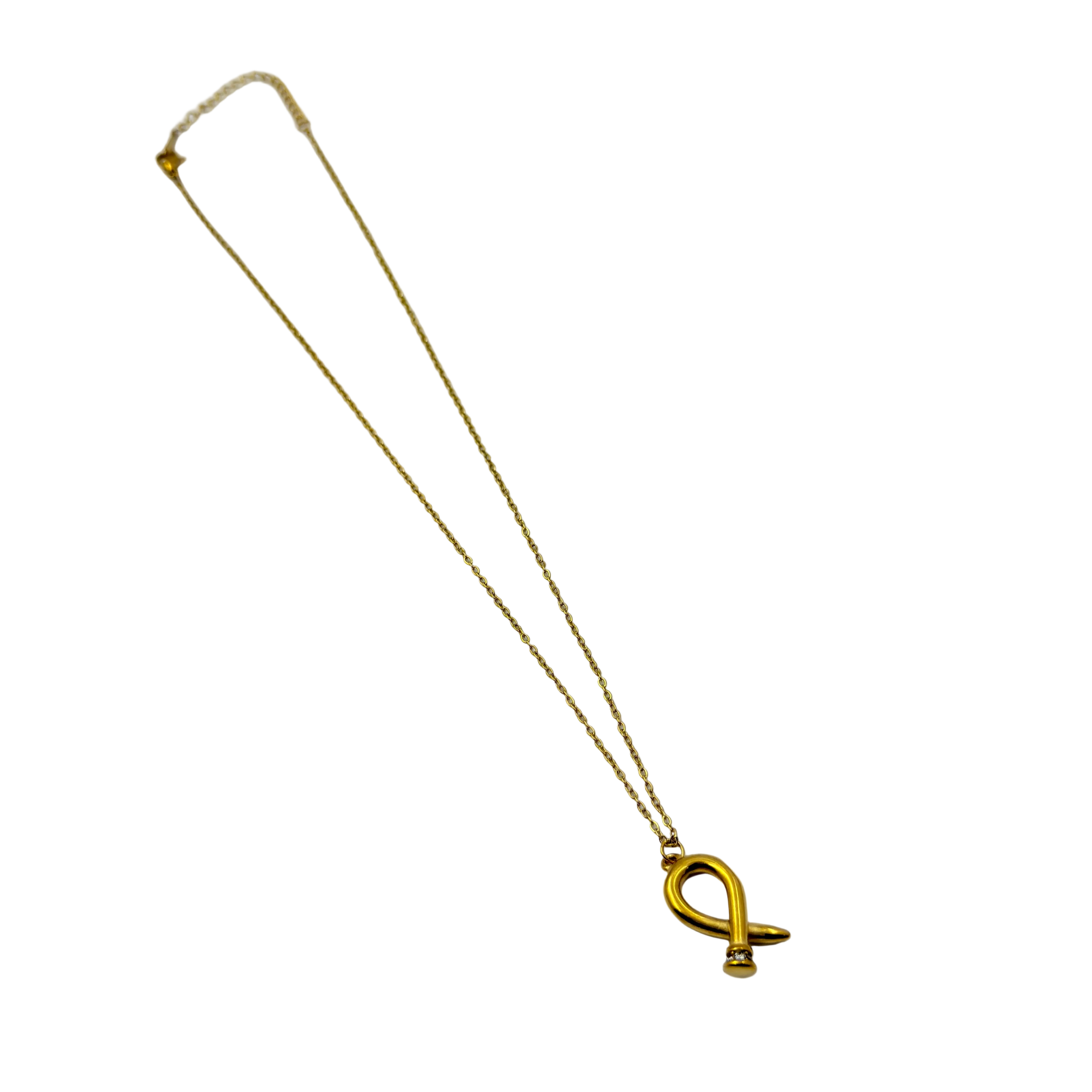 Minimal Gold Ribbon Loop Necklace
