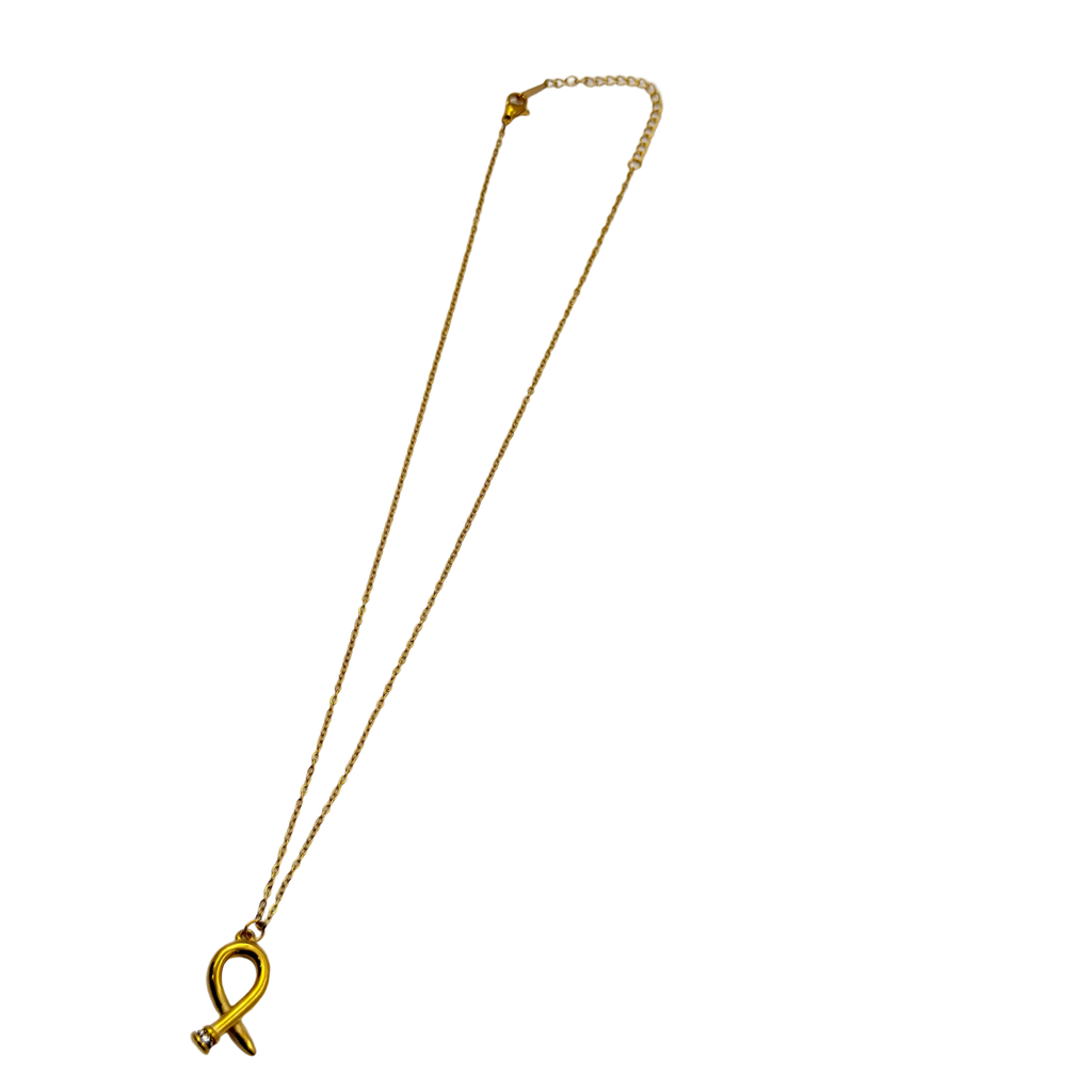 Minimal Gold Ribbon Loop Necklace