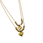 Layered Gold Heart Beaded Necklace