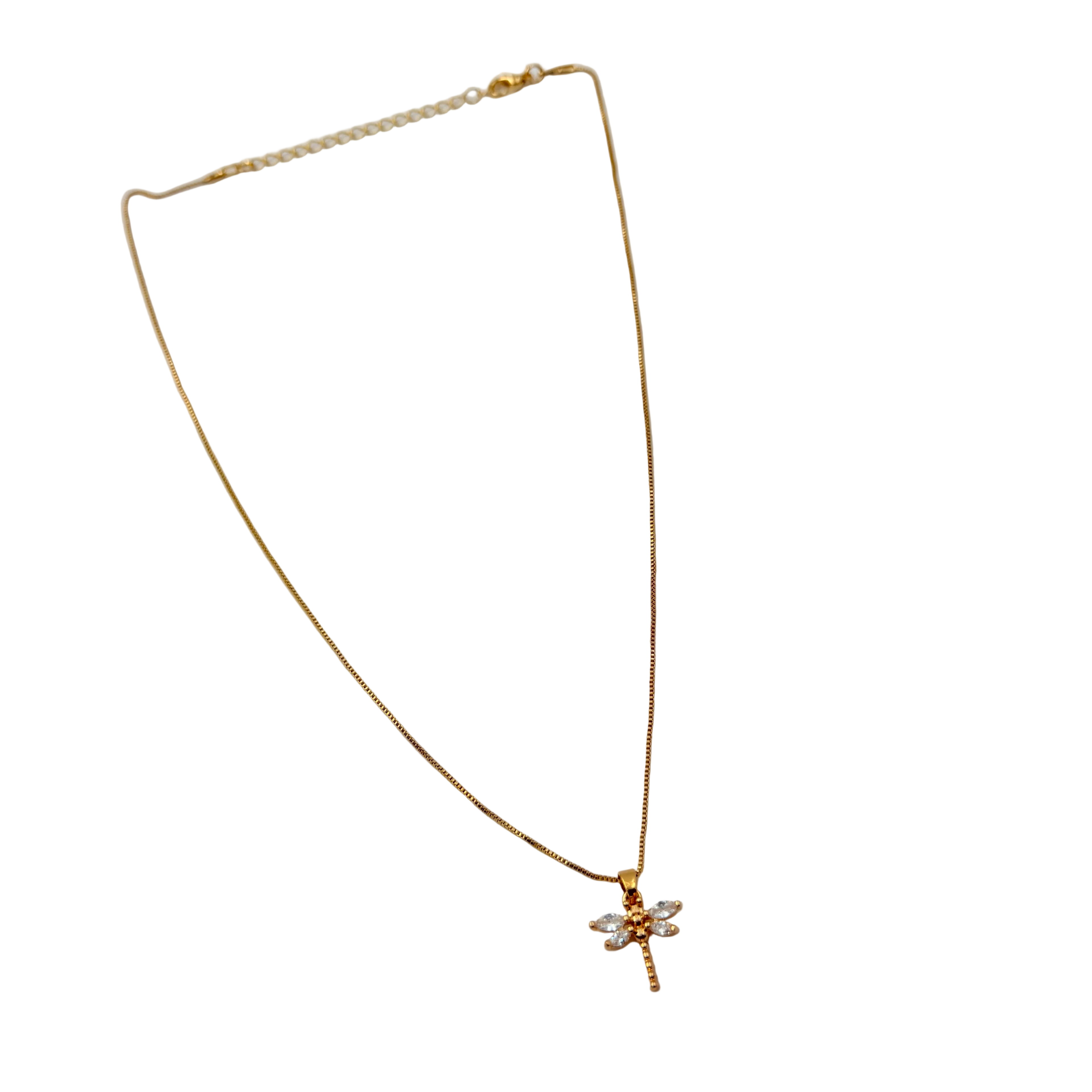 Crystal Dragonfly Gold Necklace