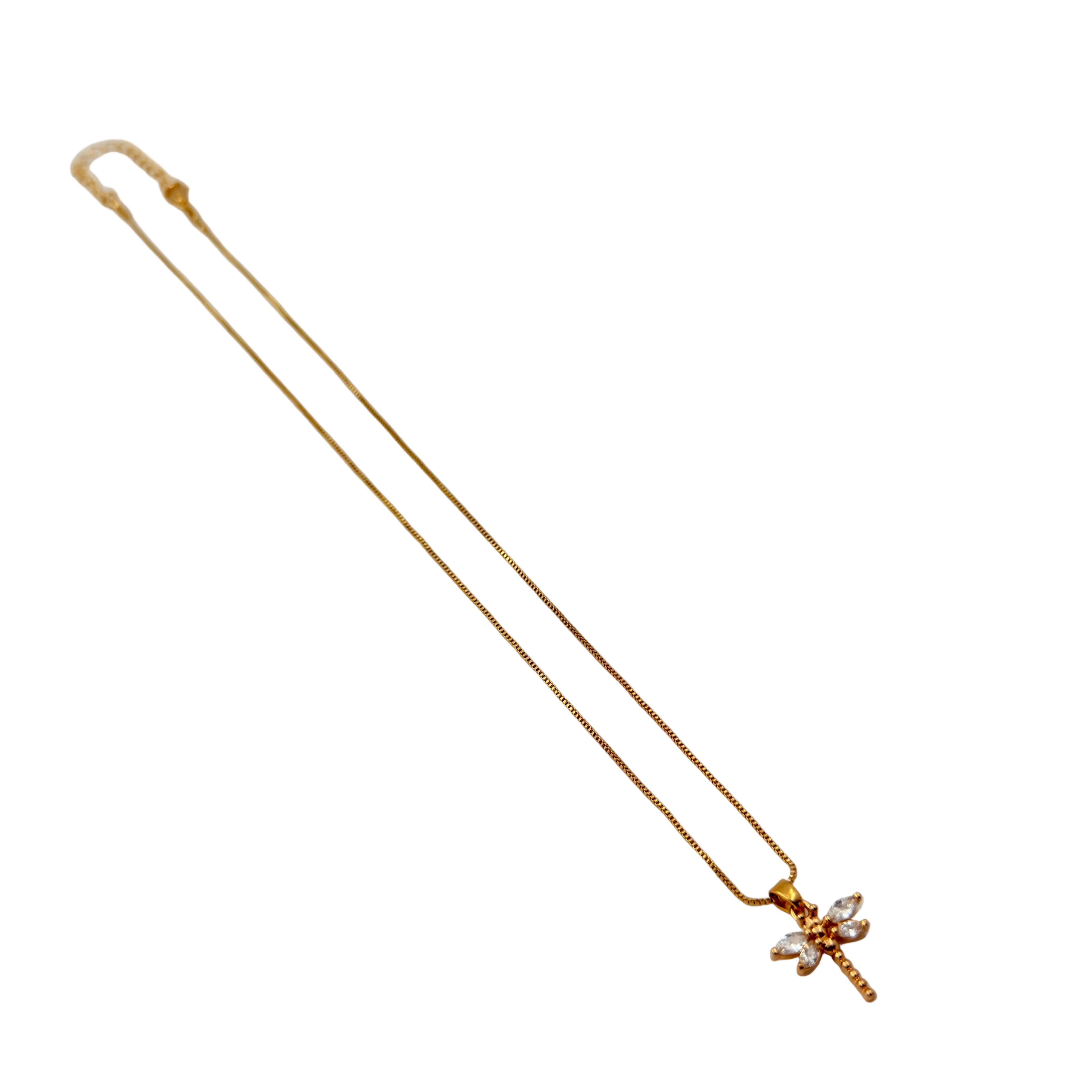 Crystal Dragonfly Gold Necklace