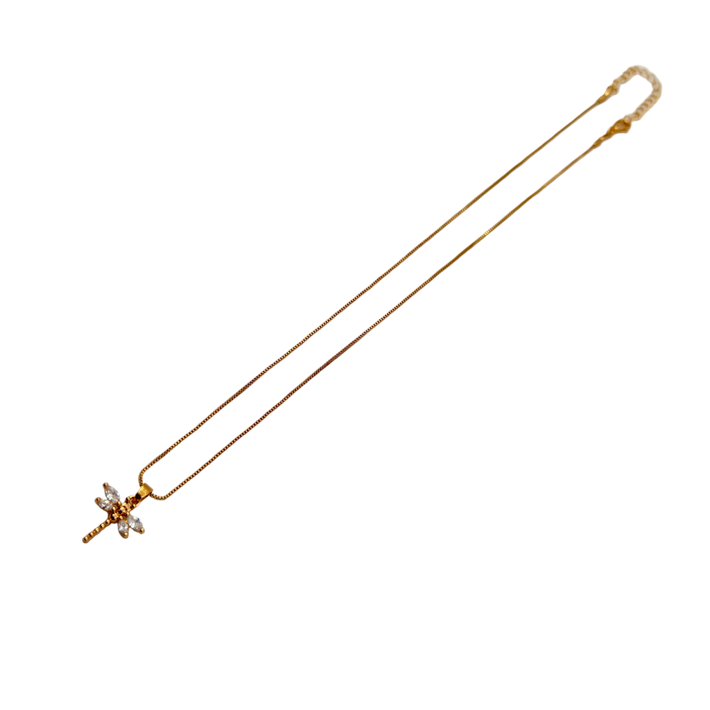 Crystal Dragonfly Gold Necklace