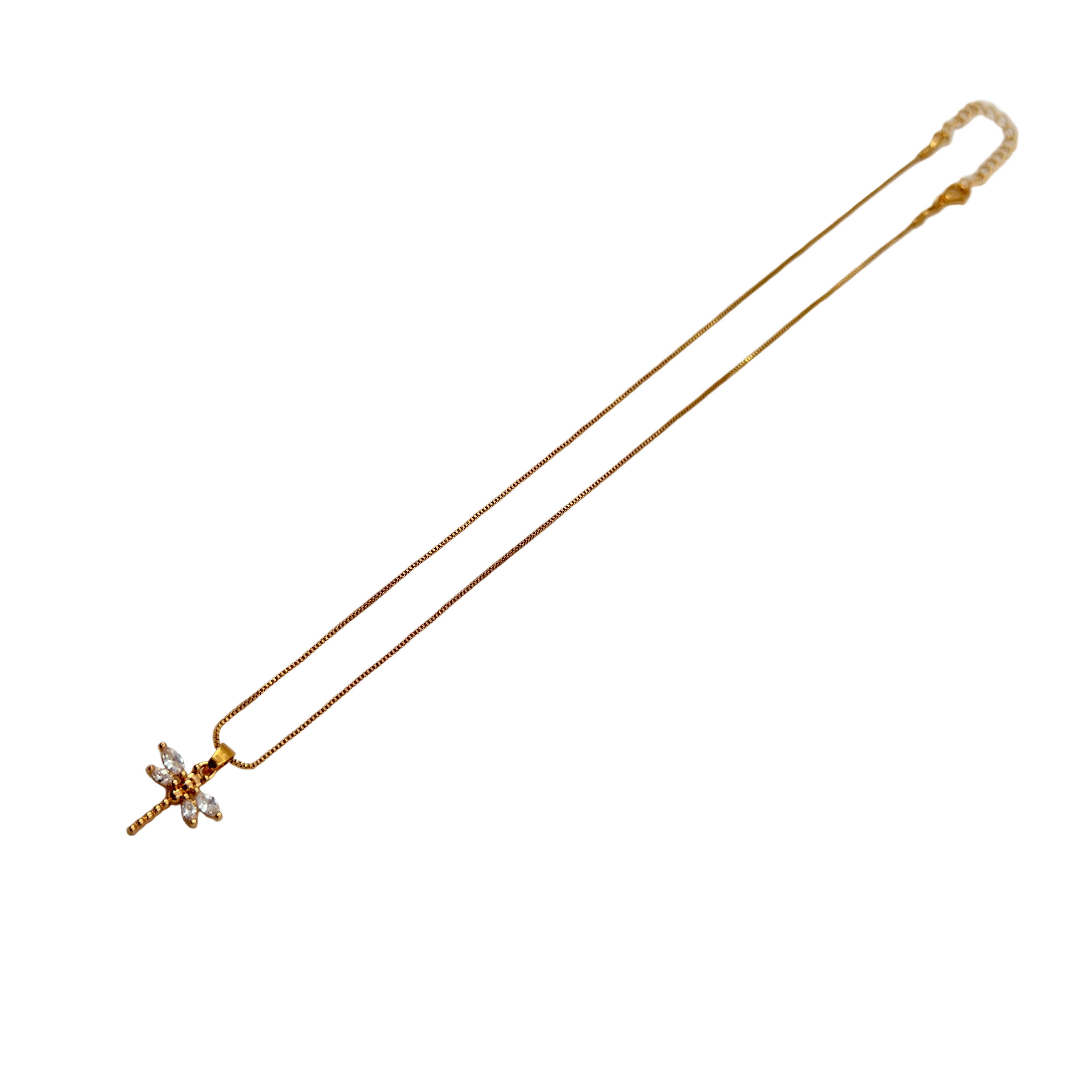 Crystal Dragonfly Gold Necklace
