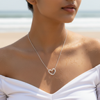 Minimal Open Heart Silver Necklace