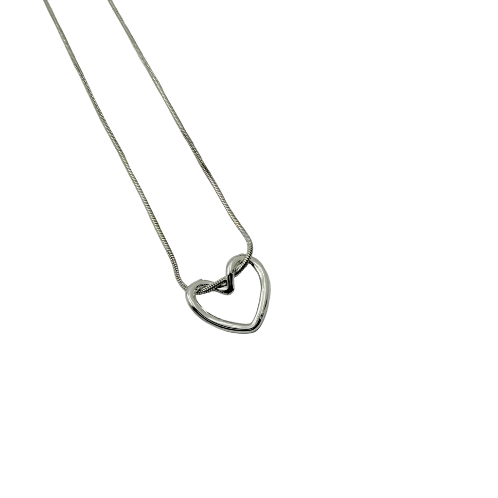 Minimal Open Heart Silver Necklace