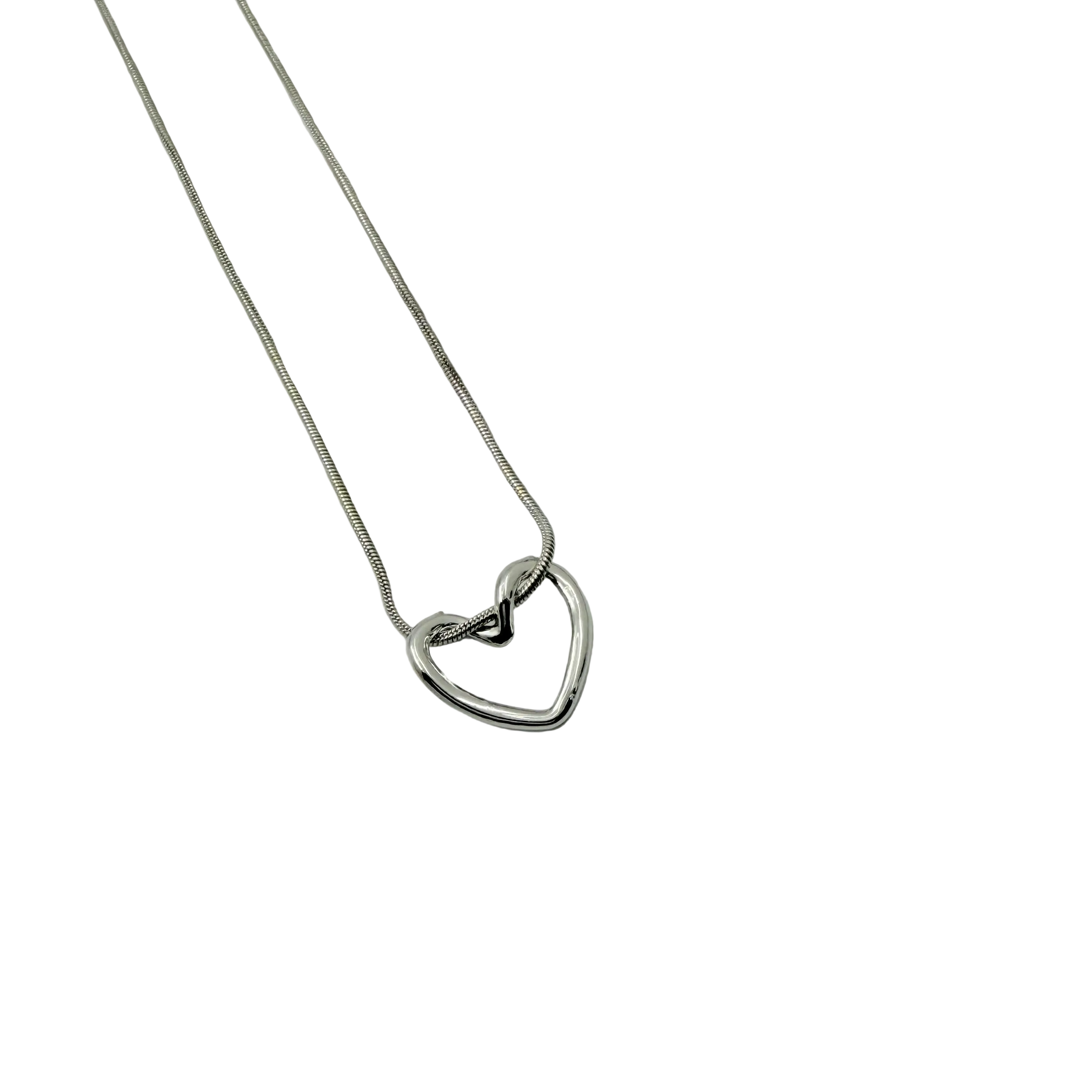 Minimal Open Heart Silver Necklace