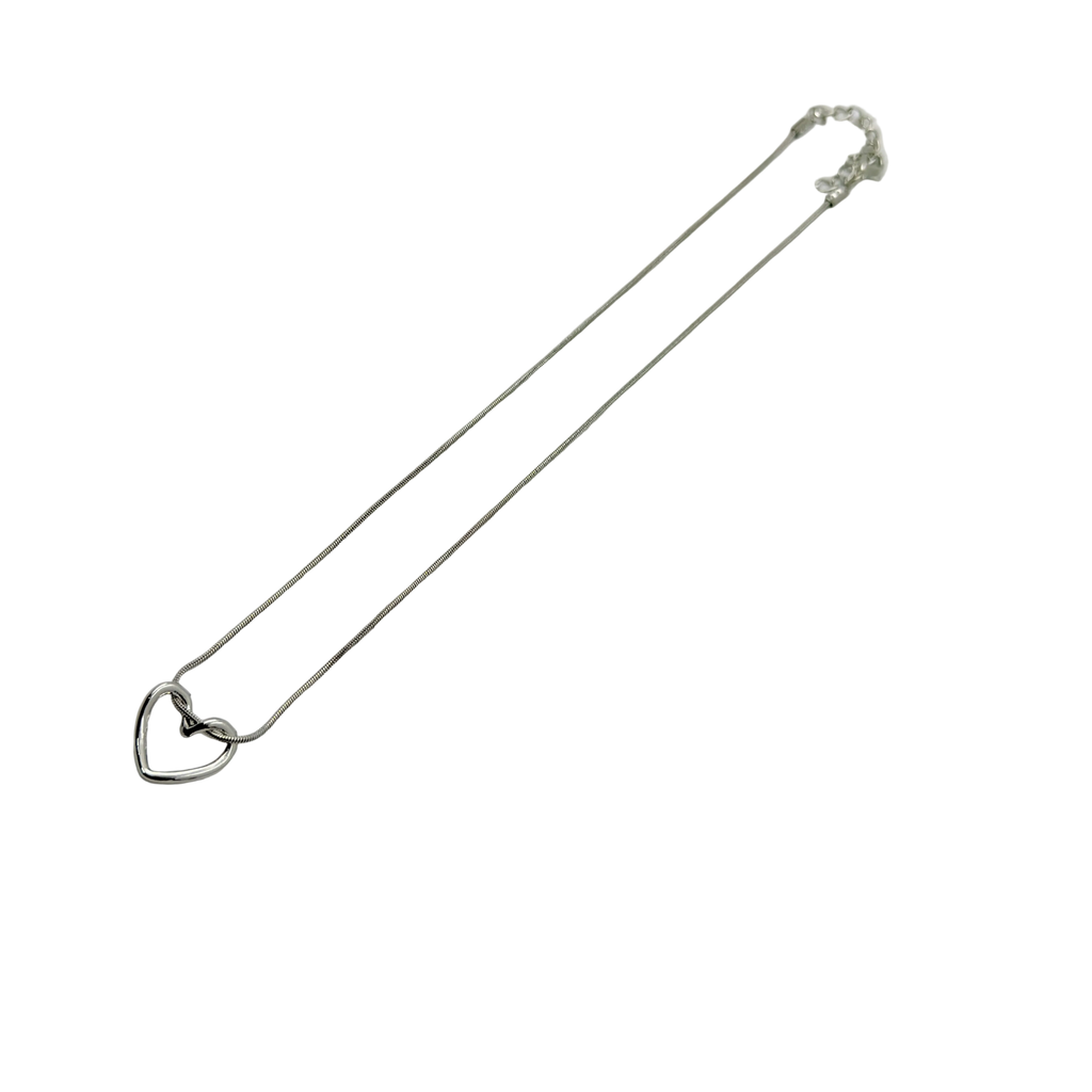 Minimal Open Heart Silver Necklace