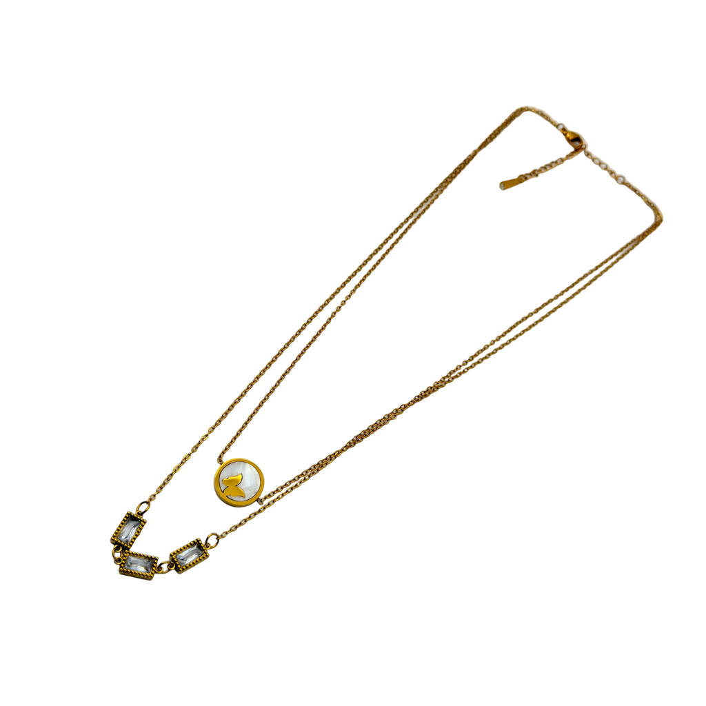Butterfly Layered Crystal Gold Necklace