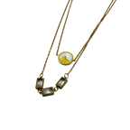 Butterfly Layered Crystal Gold Necklace